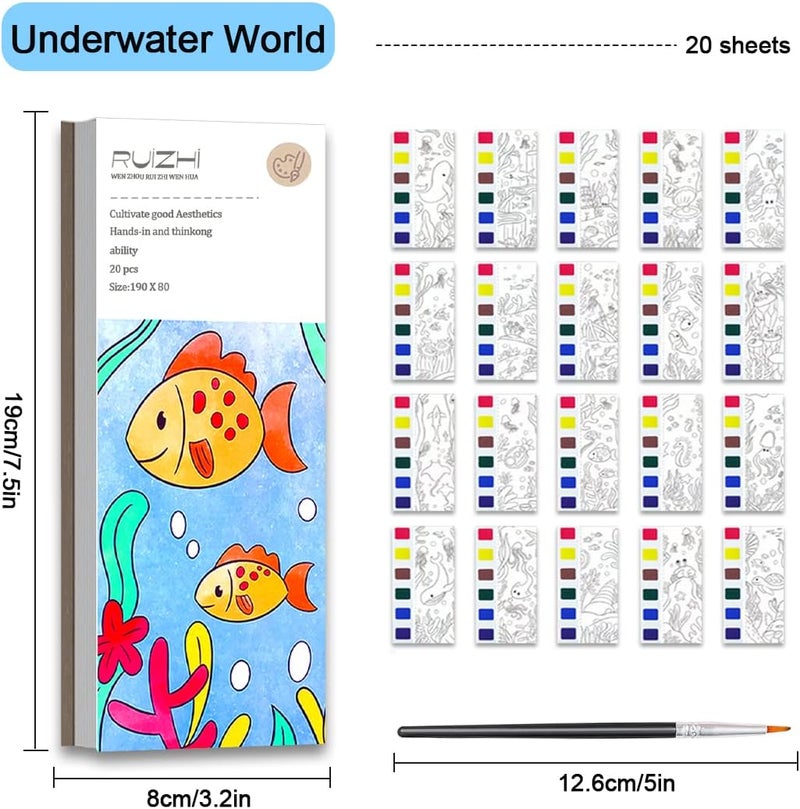JUNQIU US JUNQIU Watercolor Coloring Books for Kids Ages 4-8, Pocket Watercolor Painting Book for Toddlers, Easter Basket Stuffers For Girls Boys, Stocking Stuffers For Kids - Image 5